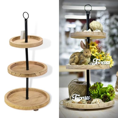 Fa kínálótál 3 szintes - 50 cm