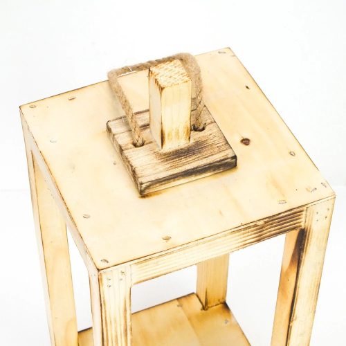 Fa dekor lanterna zárt tetővel - 15x15x36 cm