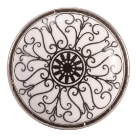 Kerámia bútorfogantyú - fekete-fehér mintás, 3 cm
